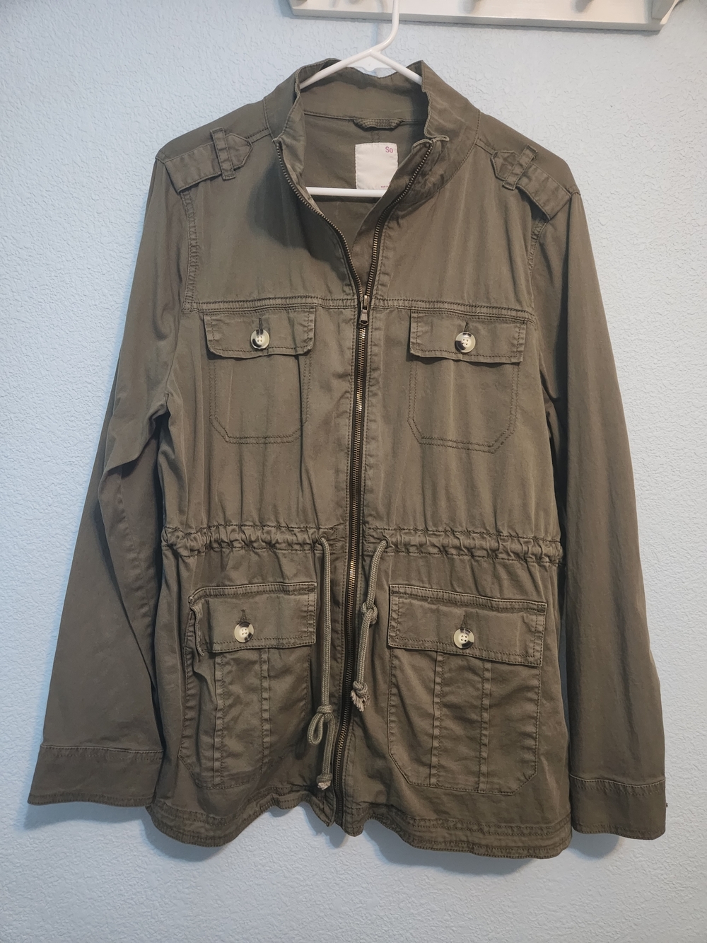 SO Olive Utility Jacket with Drawstring